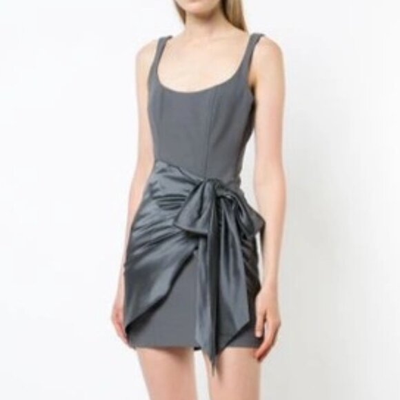 Cinq A Sept Wrap Bow Detail Mini Dress - Grey - Size 6 - Picture 1 of 8